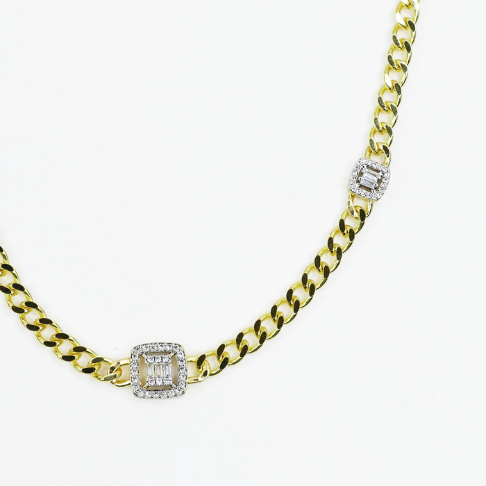 Dainty gold layered necklace, wholesale jewelry for women's boutiques, statement accessory, boutique wholesale jewelry, waterproof necklace, hypoallergenic jewelry, tarnish-free gold necklace, trendy gold jewelry, gold chain necklace with square crystal accents