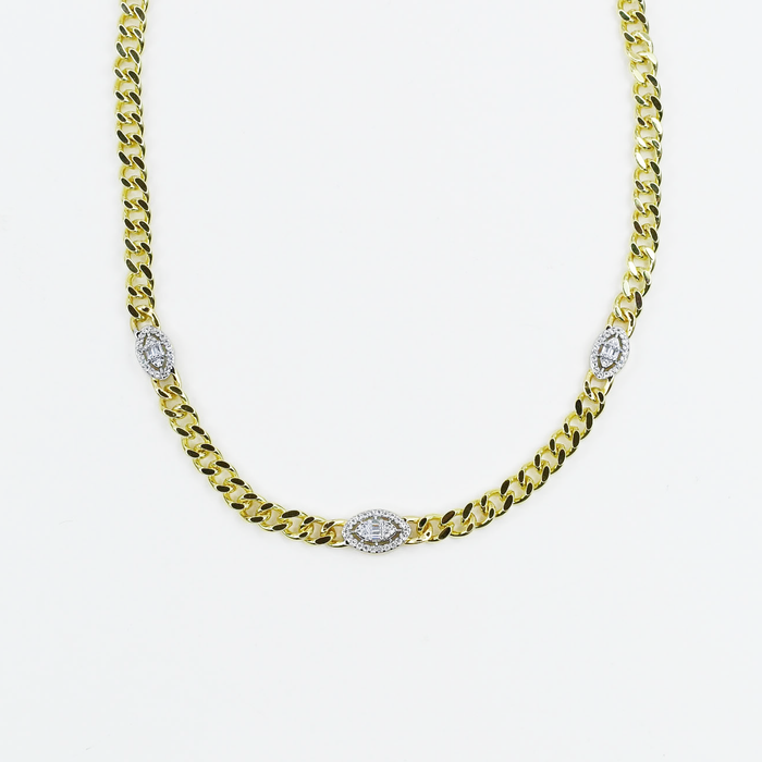 Dainty gold layered necklace, wholesale jewelry for women's boutiques, statement accessory, boutique wholesale jewelry, waterproof necklaces, statement gold necklace, trendy gold jewelry, hypoallergenic jewelry, tarnish-free necklace, gold chain necklace with three oval crystal accents