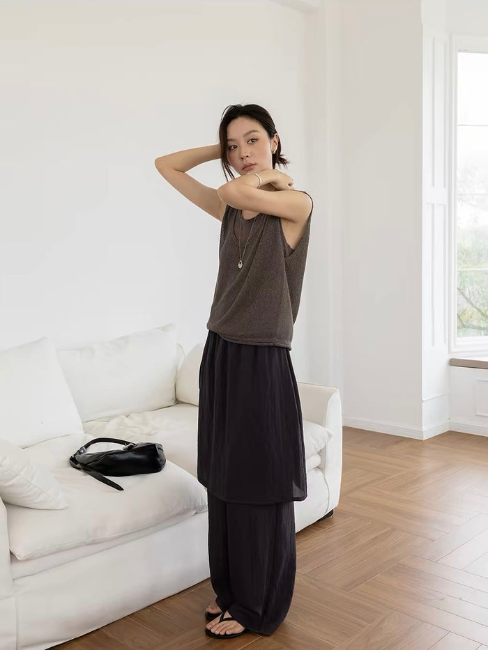 Two-Piece Layered Linen Tank