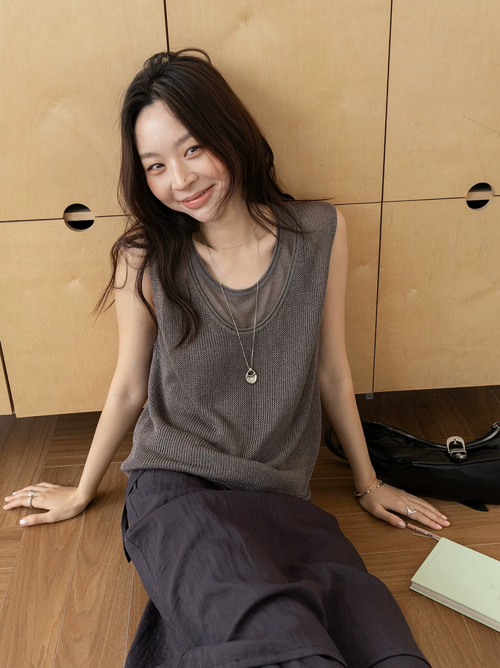 Two-Piece Layered Linen Tank
