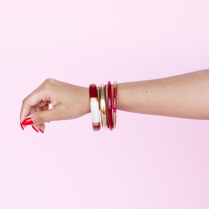 Waterproof The Socialite Bangle Set Red