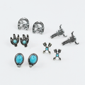 waterproof hypoallergenic silver earrings, tarnish free silver jewelry, dainty silver earrings, silver hoop earrings, handcrafted gemstone silver earrings, boutique wholesale earrings, everyday silver jewelry, high-quality silver earrings,turquoise western studs set