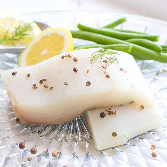 raw wild alaskan halibut fillet