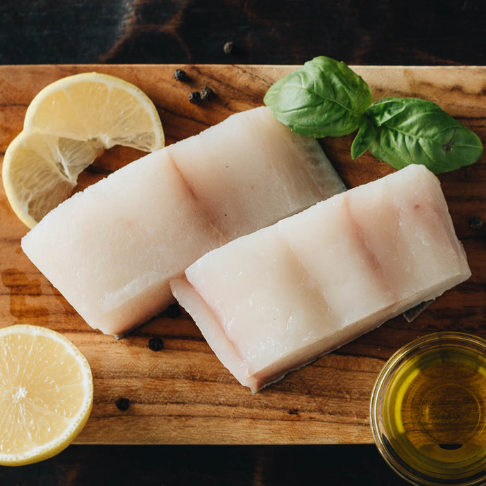 Wild Alaska Halibut on Cutting Board