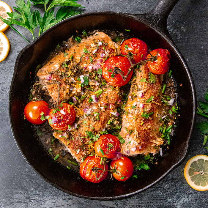 Roasted Mahi and red tomatoes