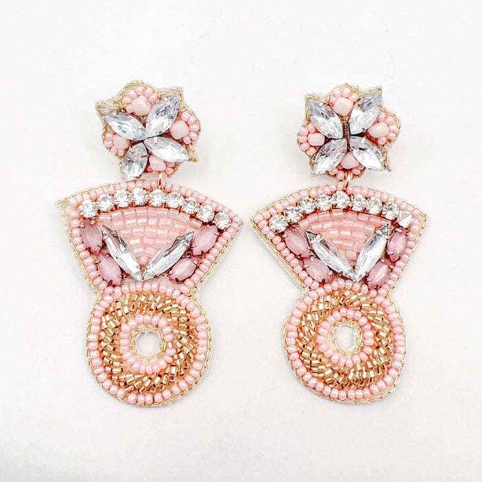 With This Ring Pink Beaded Earrings D19